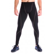Тайтсы мужские для спорта и бега Totalfit G7-Y79 (черные с серым)