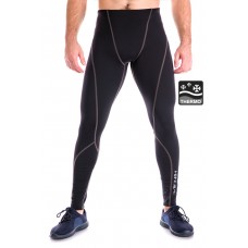 Тайтсы теплые мужские для бега Totalfit TG-7 (черные с серым)