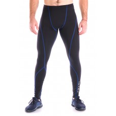 Тайтсы мужские для спорта и бега Totalfit G7-2 (черные с синим)
