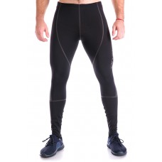 Тайтсы мужские для бега Totalfit G2-1 (черные с серой сеткой)
