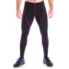 Лосины мужские для спорта и бега Totalfit G2-2 (черные с красной сеткой)