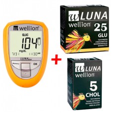 Глюкометр для определения сахара и холестерина в крови 25+5 Wellion LUNA Duo (Австрия)