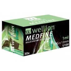 Инсулиновые шприцы Wellion MEDFINE 1мл х 12мм, 30шт. (Австрия)