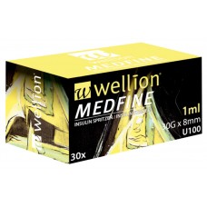 Инсулиновые шприцы Wellion MEDFINE 1мл х 8мм, 30шт. (Австрия)
