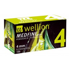 Иглы для инсулиновых шприц-ручек Wellion MEDFINE plus 0,23мм (32G) х 4мм, 100шт.