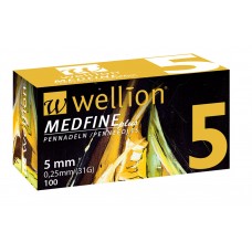 Иглы для инсулиновых шприц-ручек Wellion MEDFINE plus 0,25мм (31G) х 5мм, 100шт.